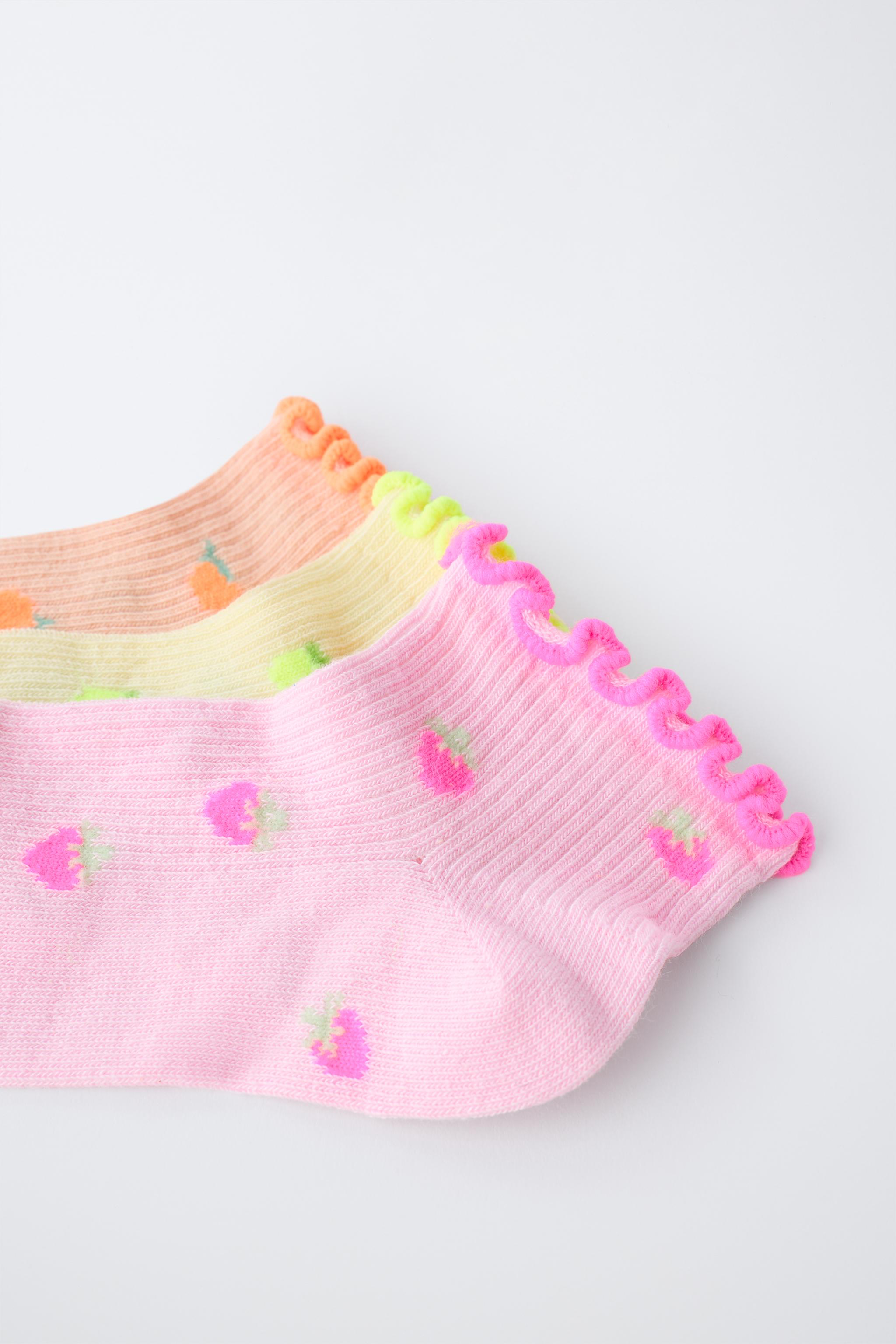 THREE-PACK OF FRUIT TERRY ANKLE SOCKS